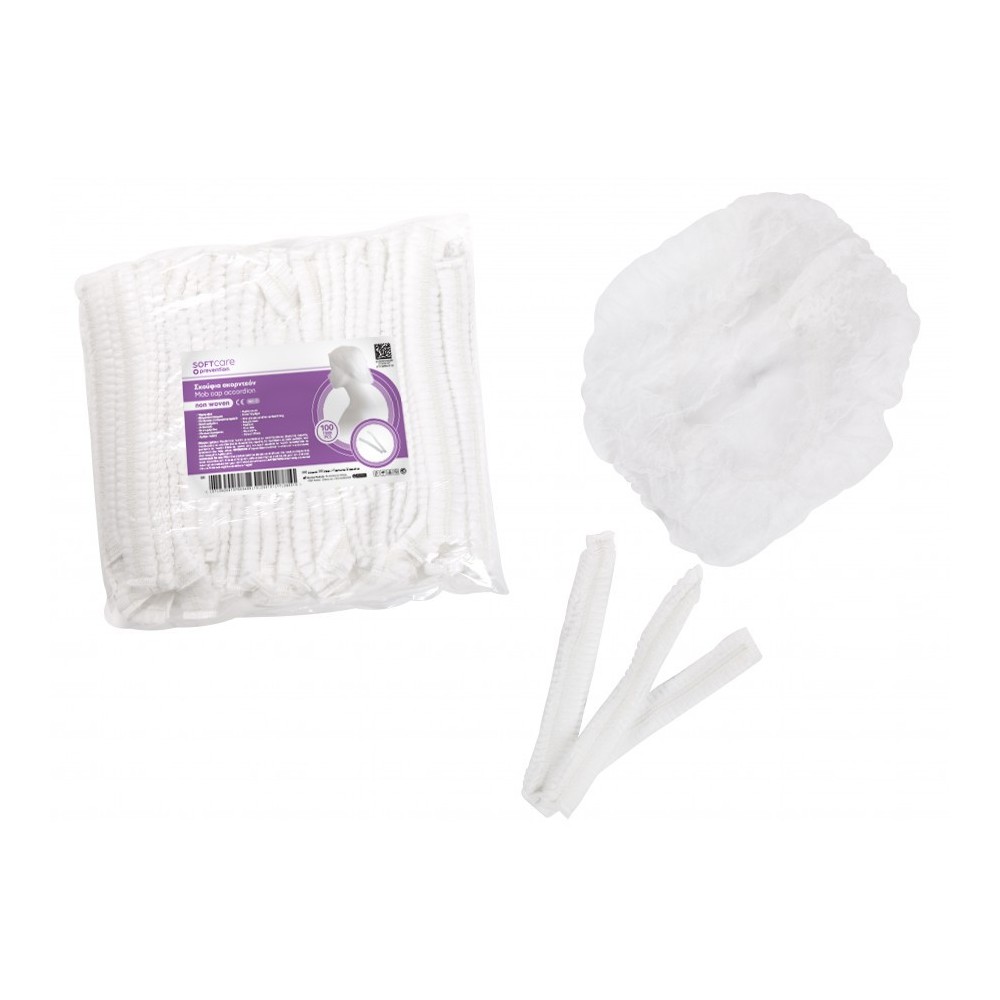 Soft Care Σκούφιες ακορντεόν με λάστιχο white(100τμχ)